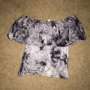 Tie die off the shoulder top